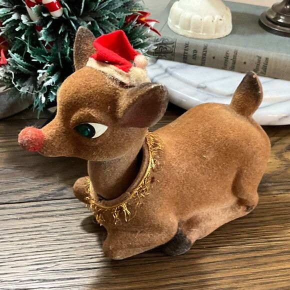 Other - RARE Holt Howard Felt Nodder Rudolph / Vintage Christmas Bobble Head / Kitchy